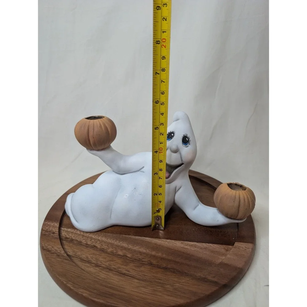 Vintage Halloween Ceramic Laying Ghost Candle Holder‎ Holiday Figurine